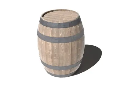 Wooden Barrel Low-poly 3D model 9
