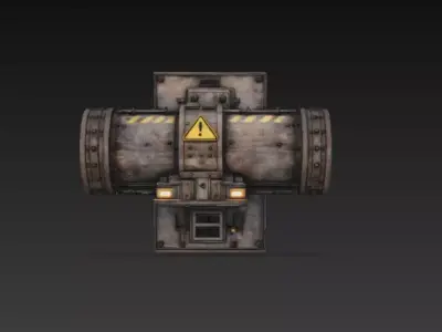 Industrial Sci-Fi Wall Mounted Pipeline Pipe - PBR Low Poly Low-poly 3D model