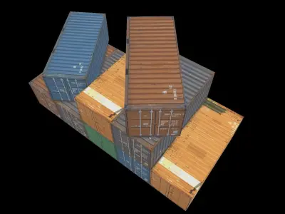 containers stacked shipping Low-poly 3D model