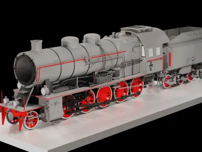 Steam Locomotive Train 3D model
