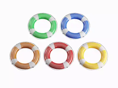 Lifebuoy Set Low-poly 3D model