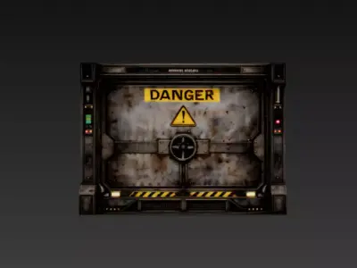 Sci-Fi Industrial Service Hatch Door - PBR Low Poly Game Ready Low-poly 3D model