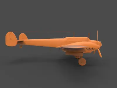BF110F orange airplane with propellers 3D print model