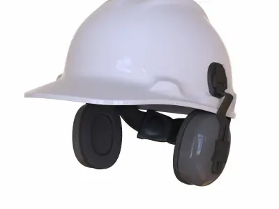Safety Helmet with earmuffs Low-poly 3D model