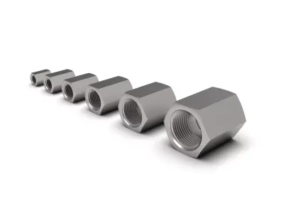 Hex NPT pipe coupling collection 3D model