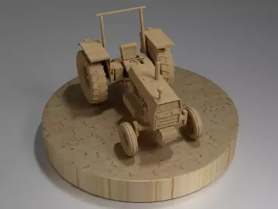 Wooden tractor 3D model