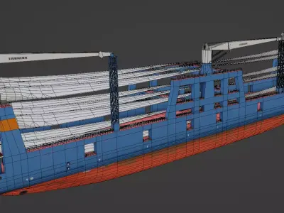 Wind turbine components transportation ship Low-poly 3D model