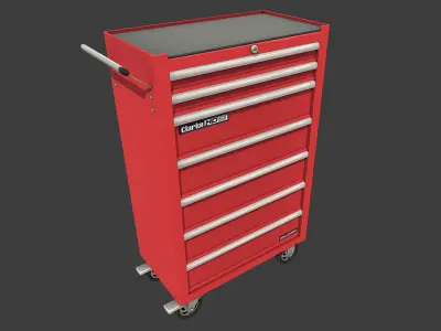 Toolchest tool cabinet on wheels Low-poly 3D model
