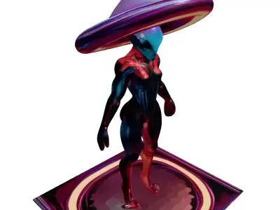 Glowing Neon Alien Device Core 3D model