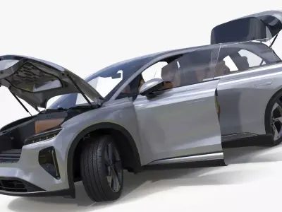 Lucid Gravity Electric Suv Gray Lights Off Rigged for Cinema 4D 3D model