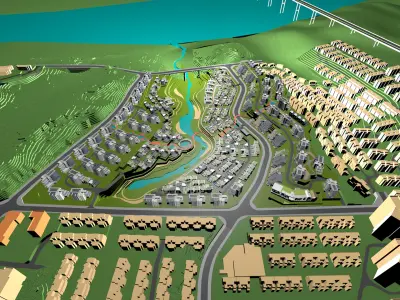Buildings City building industrial park commercial housing 3D model V17