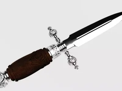 A delicate antique dagger knife 3D model