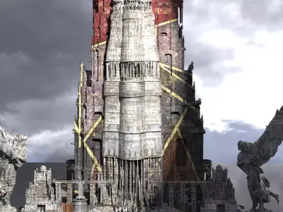 Red Dragon Angel Portal Tower 2 Kit bash 3D model