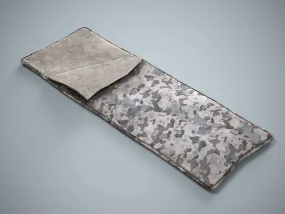 Military Sleeping Bag - Winter Camouflage Bedroll Low-poly 3D model