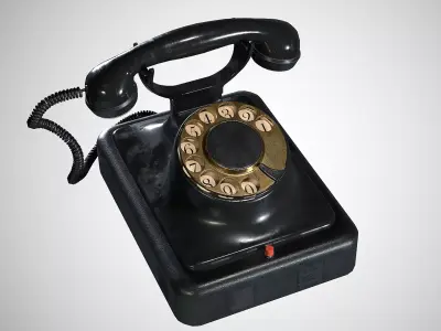 Retro rotary phone model Low-poly 3D model