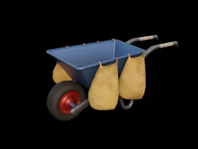 WheelBarrows Stylized Low-Poly Low-poly 3D model