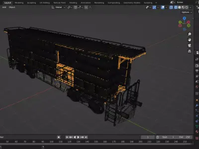 Industrial Railway Maintenance Wagon Low-poly 3D model