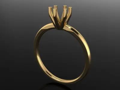 Dainty Solitaire 6 Prong Engagement Ring 5MM 3D print model