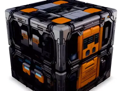 Modular SciFi Cube Game Asset Low-poly 3D model