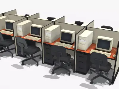 Office Computers  Low-poly 3D model