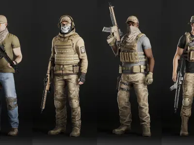 Modular Casual Military Soldier Low-poly 3D model