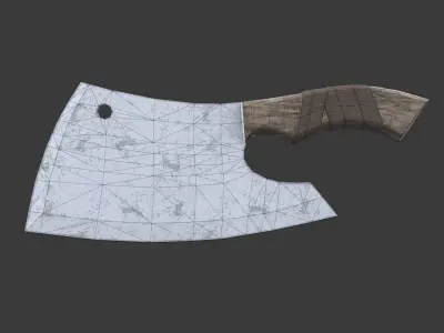 Cleaver knife with wooden handle 3D model