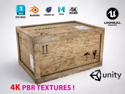 wooden crate PBR 4K Low-poly 3D model 8