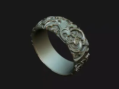 Pattern ring Luxury Queen expensive royal relief floral laser 3D print model