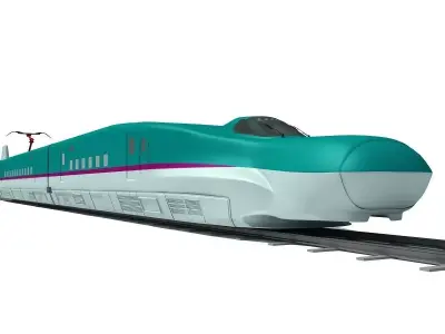 Blue High-Speed Train Shinkansen 3D model