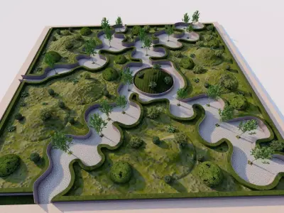 public park-Private Park Landscape 3D model 5