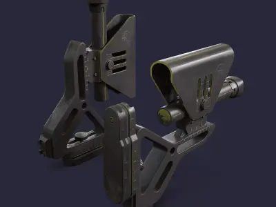 Rifle butt Low-poly 3D model