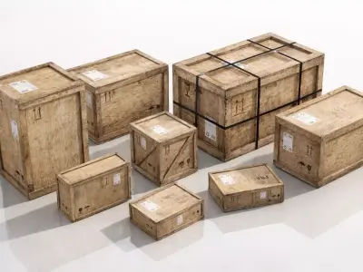 wooden crates PBR 4K 3D Model Pack