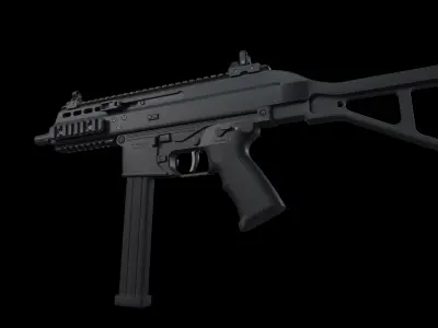 SMG or submachine gun Low-poly 3D model