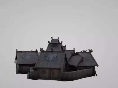 Medieval Viking village house 3D model Low-poly 3D model purchase