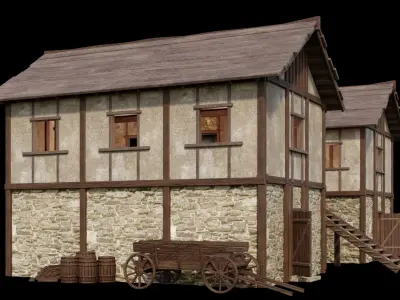 Medieval House 03 - 4K Textures Game Ready Low-poly 3D model