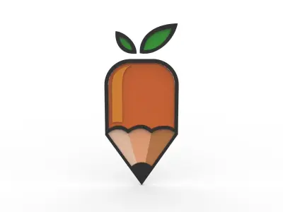 Pencil Logo Low-poly 3D model