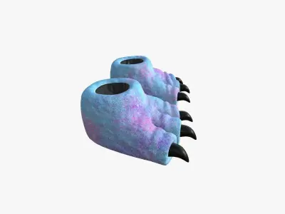 Slippers G06 Blue Pink Dino Paw - Costume Character Design Low-poly 3D model