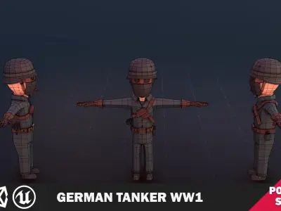 German Tanker WW1 Low-poly 3D model