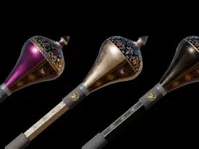 Mace002  Medieval Mace 3D Model  Game-Ready PBR Weapon Low-poly 3D model