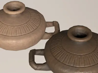 Ancient Lekanis Ceramic Bowl clay pottery Low-poly 3D model