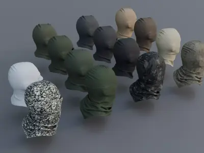 Balaclava Pack 4 Models Game Ready PBR Low-poly 3D model