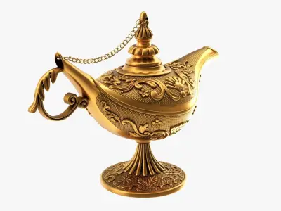 Aladdin magic lamp gold decorated 3D model