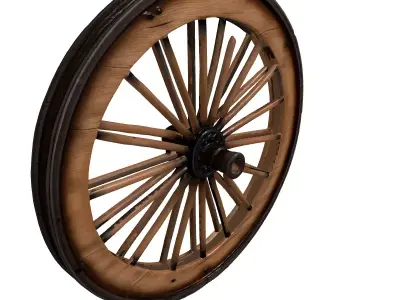 Broken Wooden Wagon Wheel 3D model