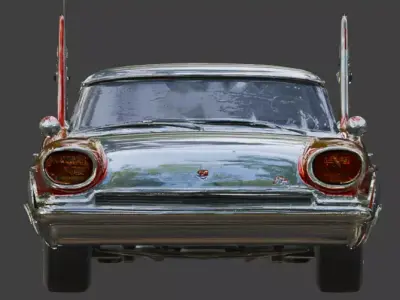 Vintage Atompunk Nuclear Tailfin Cruiser 3D Model Low-poly 3D model