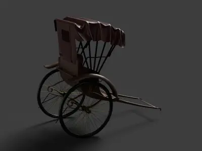 Chinese rickshaw  Low-poly 3D model