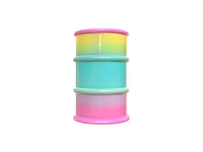 Simple gradient color bright bucket Low-poly 3D model