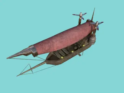 Steampunk Airship - Sci-Fi Aircraft 03 - Flying Ship Low-poly 3D model