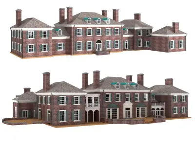 Classic English Red Brick House Building 3D model