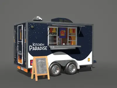 Food Trailer Truck Low-poly 3D model