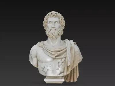 Marble Sentinel - Classical Warrior Bust 3D Model 3D print model